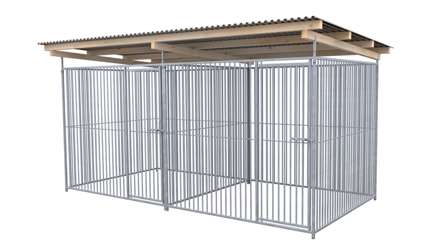 SAUERLAND Hundezwinger 2 x 4 m Doppelzwinger | rundum offen | Metall | Rohrstab Abstand 5 cm