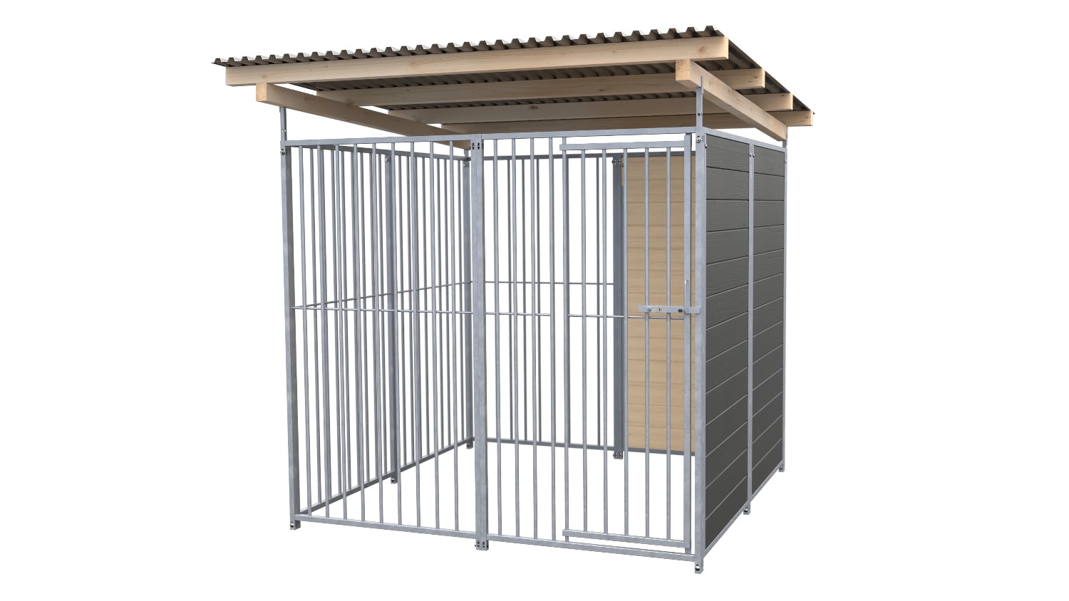 SAUERLAND Hundezwinger 2 x 2 m | 1,5-seitig geschlossen | graphitgrau  | Rohrstab Abstand 8 cm
